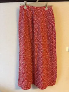 ネイチャートレイル　PINKHOUSE 幾何学模様 ロングスカート 赤