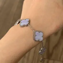 ［訳あり］4つ葉 パープル ブレスレット メッキ