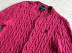 RALPH LAUREN・ピンク ケーブル編み カーディガン・140/76