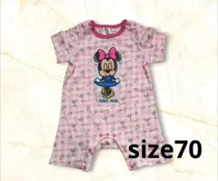 ミニー　ディズニー　カバーオール　ロンパース　70　ピンク　半袖