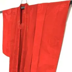 6k560 長襦袢　袷　子供用　女の子　振袖　鶴　赤　金色　柄物　和装　着物