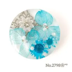 《No.2798❀》ハンドメイド　レジンヘアゴム　ブルー　フラワーmix　大