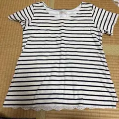 Samansa Mos2 ボーダー シャツ バックレース