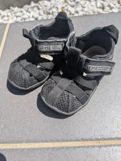 IFME イフミー 14cm ブラック ベビーサンダル メッシュ素材