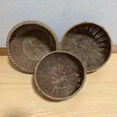 昭和レトロ　竹籠　竹ざる　古道具　3個まとめて