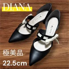 極美品　DIANA ミュール パンプス 黒 リボン ポインテッド ダイアナ