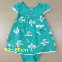 Petit jam ロンパース 70-80cm グリーン　鳥柄のサムネイル