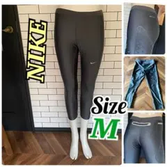 ナイキドライフィット レディースランニングレギンスMサイズ艶ありグレー美品✨