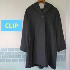 studioCLIP グレー フード付きウールコート Free size