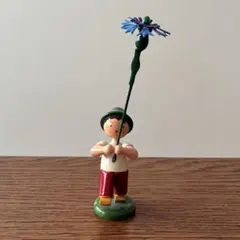 ドイツ STRACO 木製人形 花を持つ男の子 エルツ地方