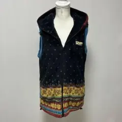 TITICACA フード付きフリースベスト ネイビー系