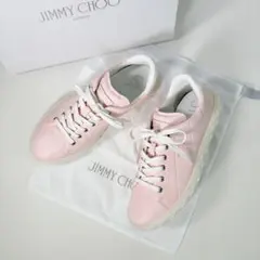 美品JIMMYCHOO DIAMOND LIGHT スニーカー ピンク 24.5のサムネイル