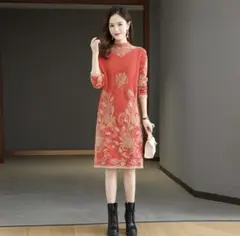 ☘️価格が下がりました☘️ラウンドネックのファッショナブルな厚手のニットドレス