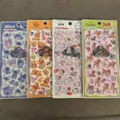 【正規品】プチドロップステッカー 101 バンビ プー スティッチ 4枚セット