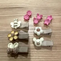 子供用 ヘアクリップ セット ピンク ブラウン