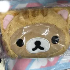 レトロ　リラックマ　のんびりネコテーマ パスケース　ポーチ　リール付き