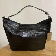 FURLA クロコダイル風ハンドバッグ　ブラック