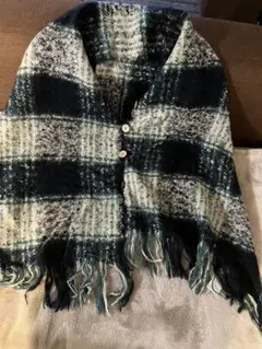 チェック柄の膝掛け 肩掛け ストール マフラー ひざかけ ひざ掛け ショール緑系