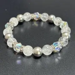 シェルパール×ホワイトクリスタル　天然石ブレスレット
