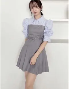 dazzlin チャコールグレー レイヤードシャツミニワンピース ダズリン