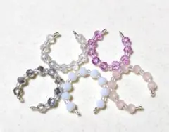 多面カットビーズのキラキライヤーカフ 5個 ピンク系