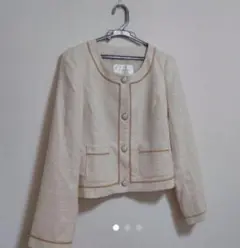 39 美品！アイボリーのノーカラージャケット