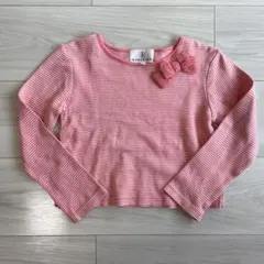 KUMIKYOKU 120cm 長袖カットソー ピンクストライプ