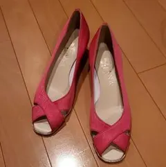 DIANAダイアナ　ピンク　オープントゥウェッジ　パンプス　ウェルフィット　23