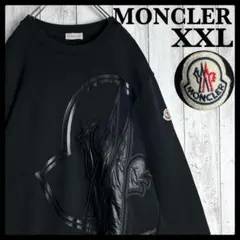 342【XXL・QR確認済み】モンクレール☆異素材ブランドロゴ入りスウェット 黒