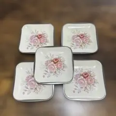 ステンレス小皿 レトロ 花柄 5枚セット