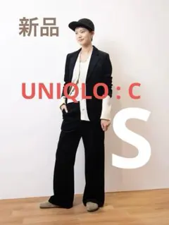 新品 UNIQLO:C コーデュロイワイドパンツ 58 ブラック