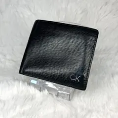 【美品】CK ブラック レザー 二つ折り財布