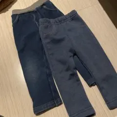 裏起毛　デニム風　レギンス　二足セット