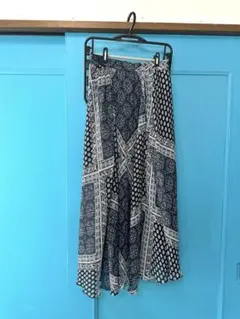 Ungrid パネル柄　フレアスカート ネイビー