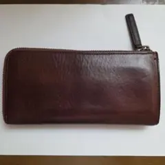 ダークブラウン レザー 長財布 ファスナー式