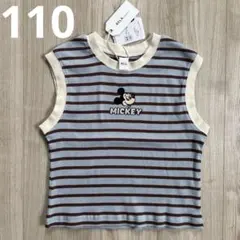 【ミッキー】110 新品未使用　RELA.　キッズ　ノースリーブ　ボーダー