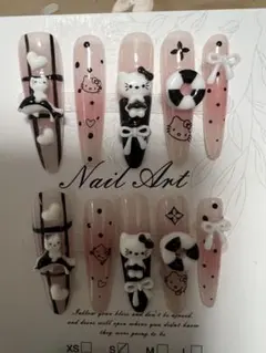 長いハローキティ ネイルチップ 付け爪Sサイズ