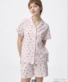 GU 名探偵コナン コットンブレンド パジャマ ピンク 半袖&ショートパンツのサムネイル