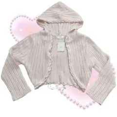 姫ギャル フード付きカーディガン ピンク ボレロ リボン バレエコア