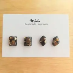 No.327 タイガーアイ 天然石 小ぶり ピアス レジン ステンレス