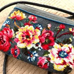 フェイラー 花柄ショルダーバッグ グレー FEILER