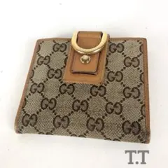 ✨美品✨　グッチ　シマ　レザー　３つ折り財布　GG柄　ゴールド金具　ロゴ刻印 f12236-10.jpg
