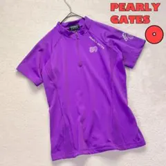 【PEARLY GATES】半拉鍊短袖上衣 帶Logo印花 紫色 0