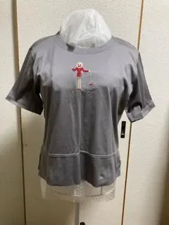 ナイガイの可愛い刺繍の 半袖カットソー グレー Mのサムネイル