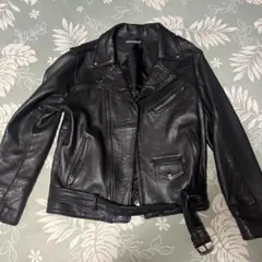 ブラックレザーダブルライダースジャケット