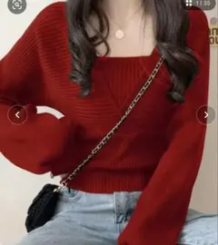 DoulaDoula レイヤードデザインプルオーバー レッド