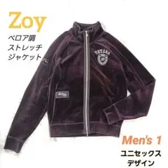 ZOY ゾーイ ベロア 長袖 ジップ ジャケット 起毛 ボルドー メンズ 1