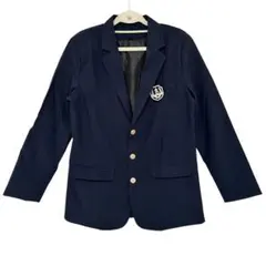 ルル様❤️美品❤️ネイビーブレザー制服風ジャケット 金ボタン ワッペン付き 紺 L