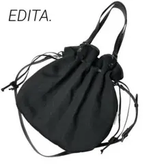 エディータEDITA.巾着トートバッグ　ショルダー　2way A4収納可能　黒のサムネイル