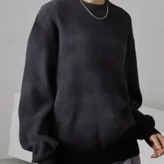 MONO-MART ヴィンテージスプレー加工 グラデーションクルーネックニット